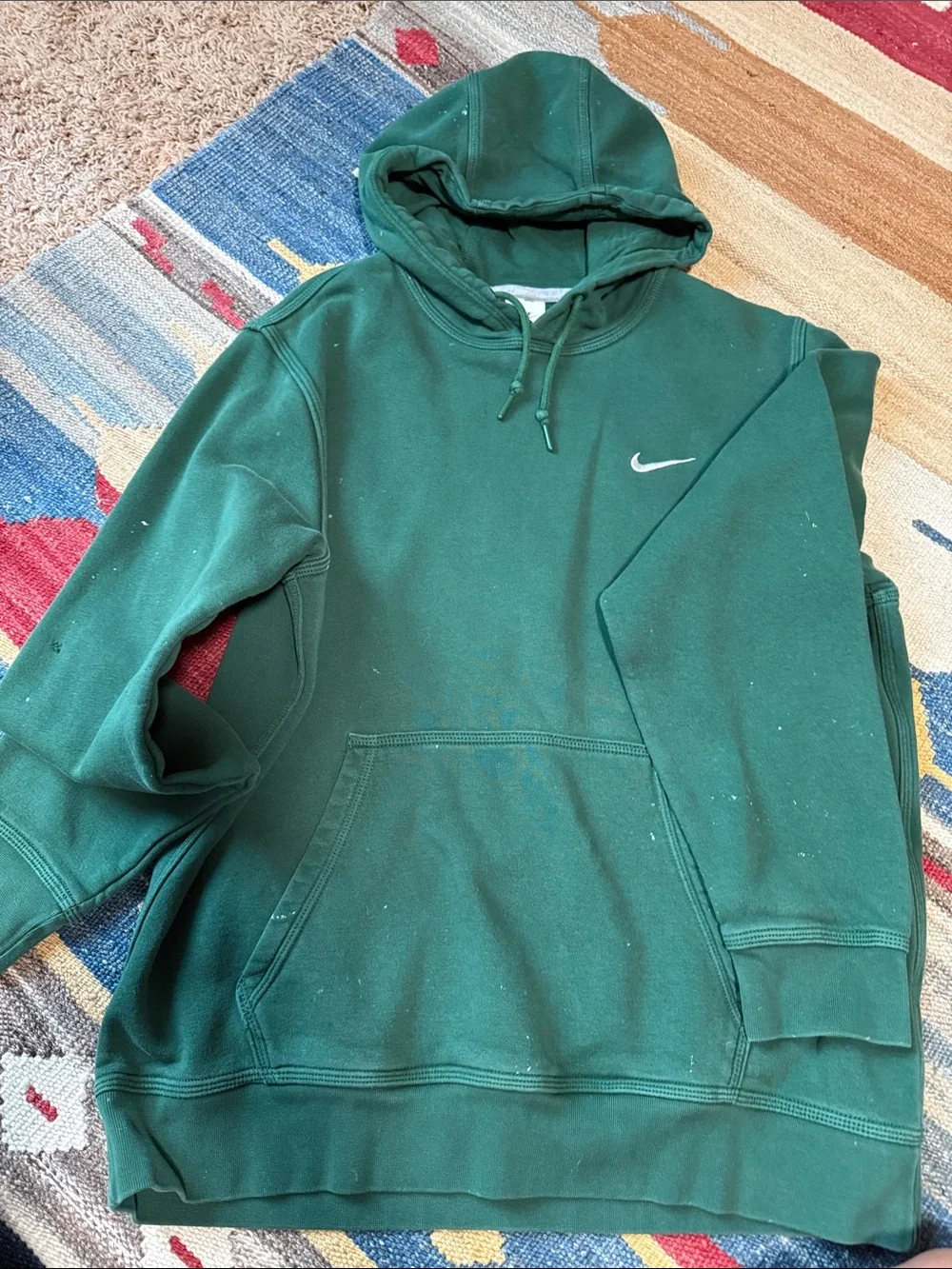 Nike Dark Green Pullover Hoodie with White Swoosh
